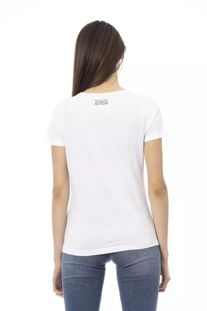 White t-shirt on woman's back