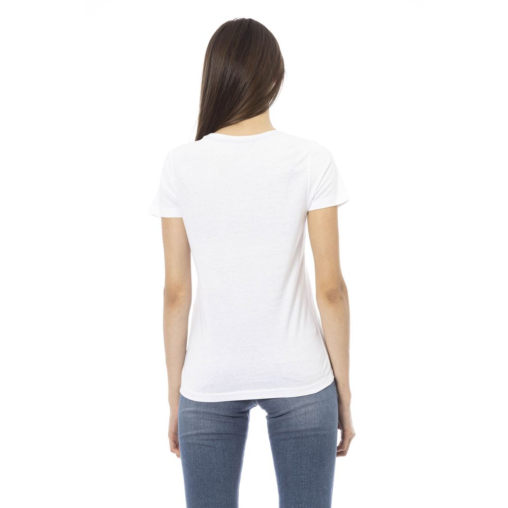 White t-shirt on a woman's back
