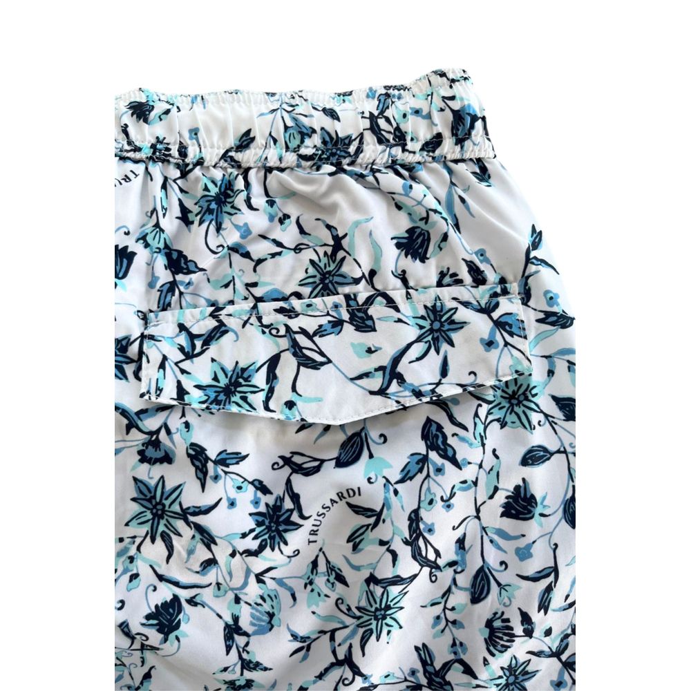 Blue floral skirt with ruffled hem