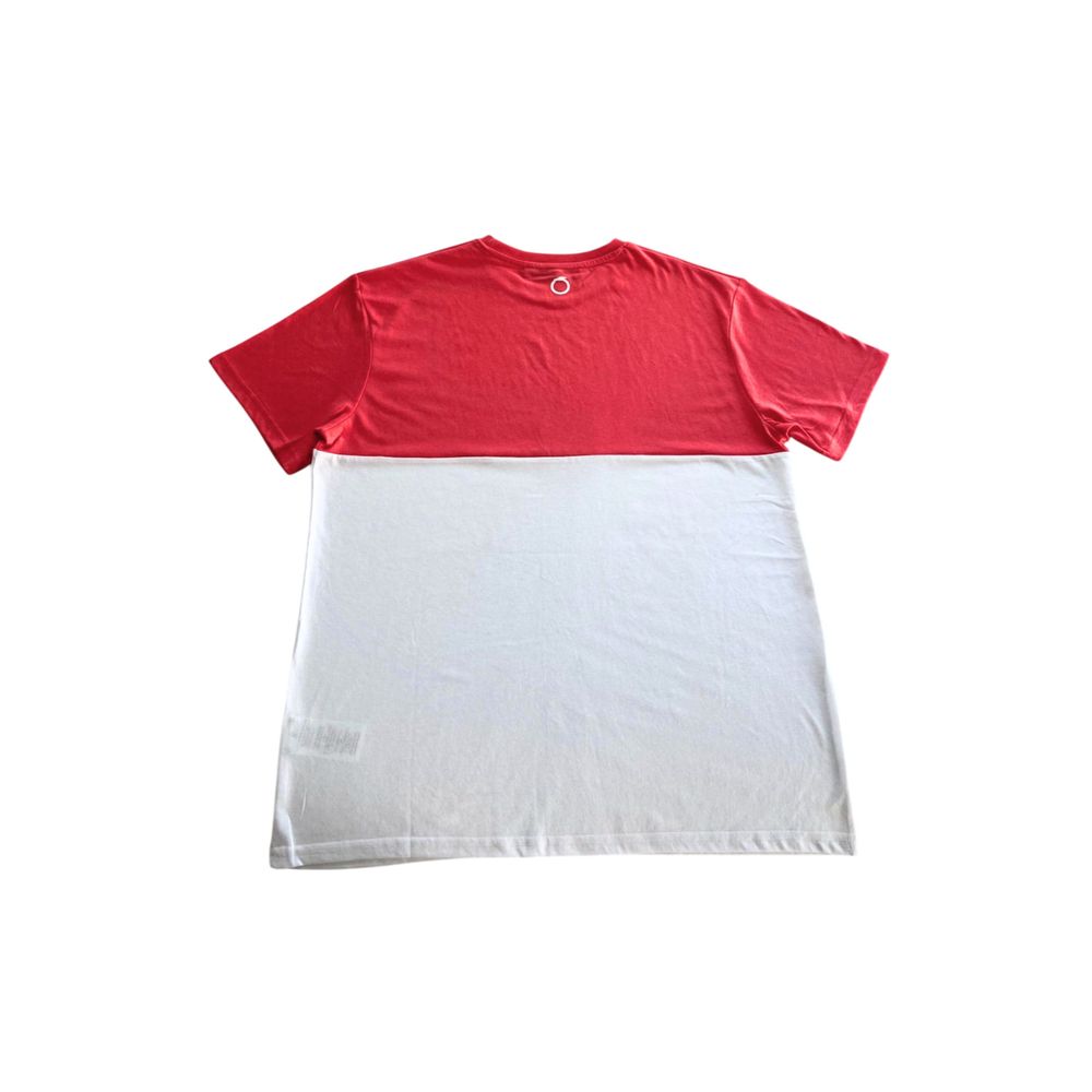 Red and white t-shirt on a hanger
