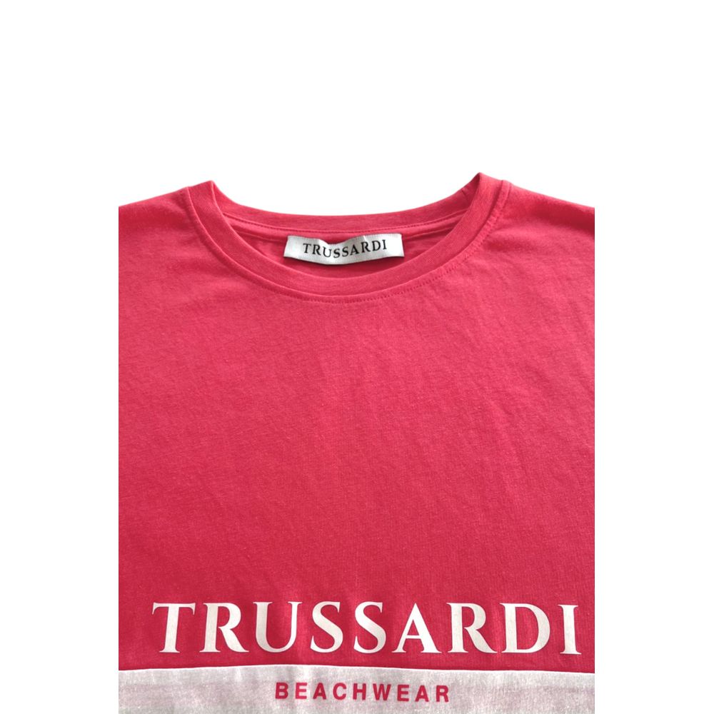 Red t-shirt with white lettering