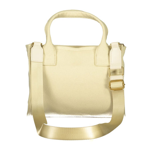 Tan crossbody bag with gold accents