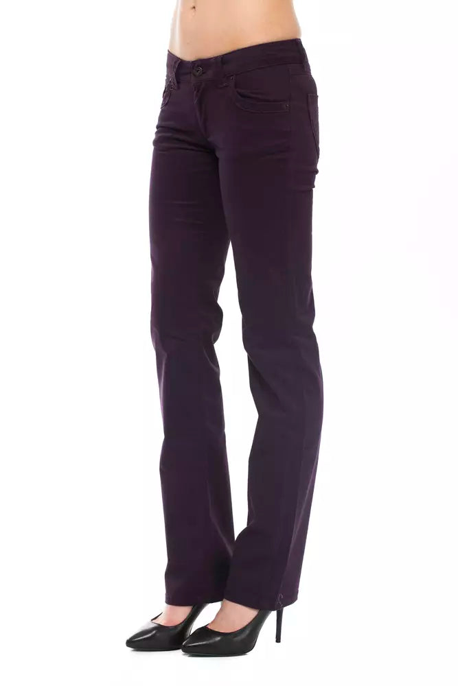 Pair of women's jeans in purple color