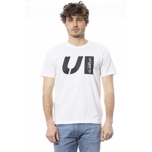 White t-shirt with black logo