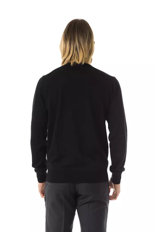 Black long sleeve sweater on a person