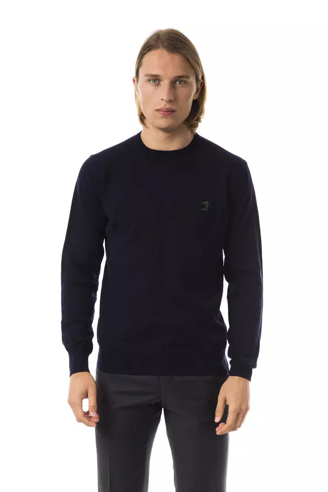 Mannequin wearing dark blue long sleeve sweater