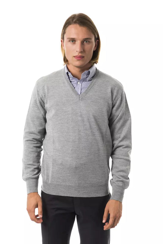 Man wearing gray sweater