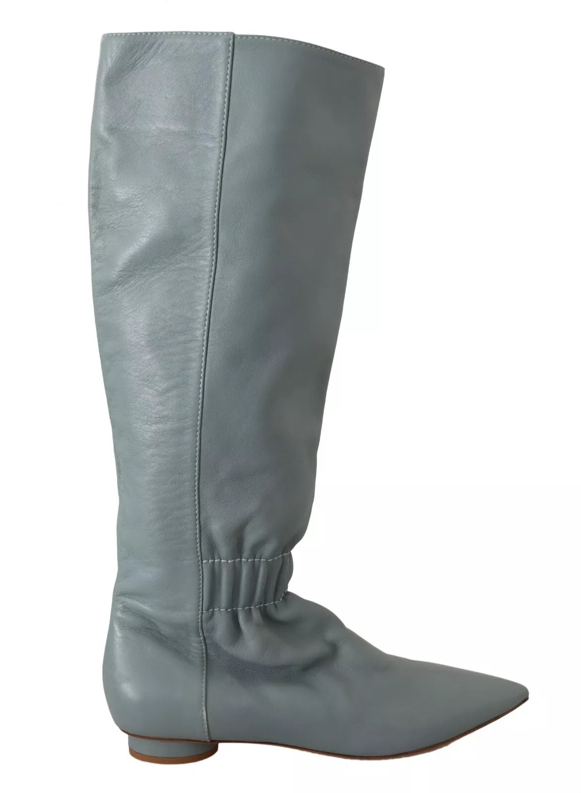 Tall gray leather boot