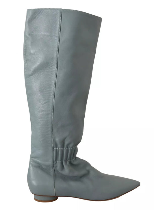 Tall gray leather boot