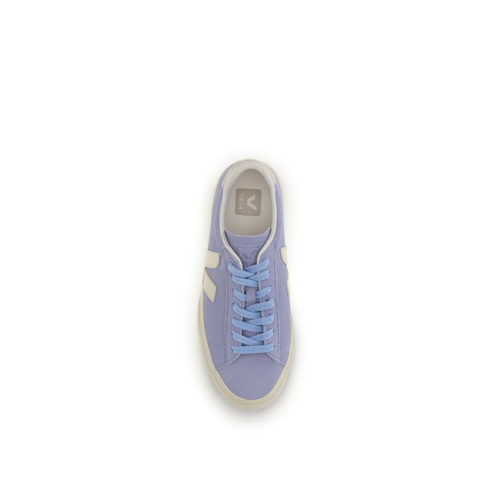 Purple sneaker with blue laces, low top, calf leather, Veja brand
