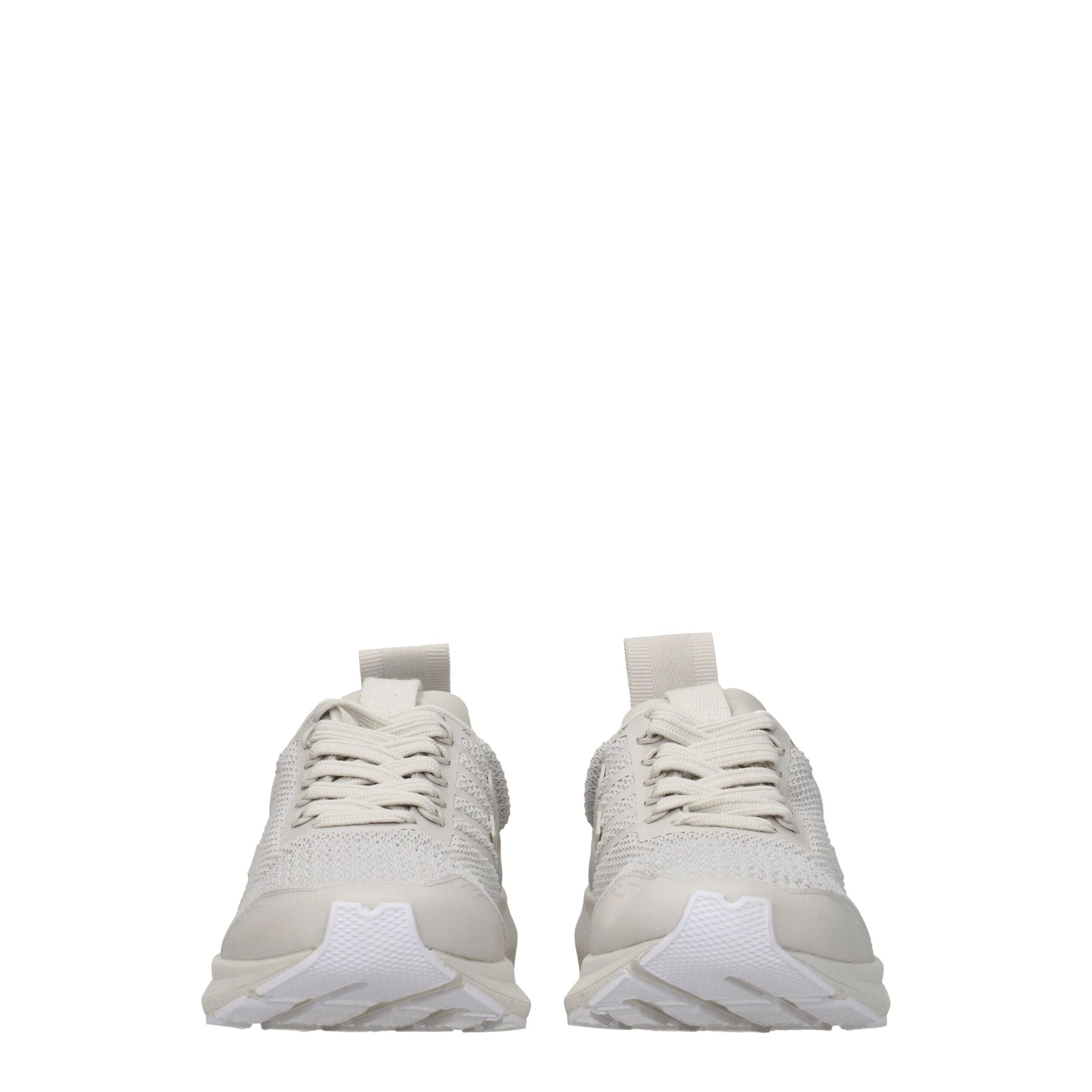Pair of gray athletic sneakers with white laces
