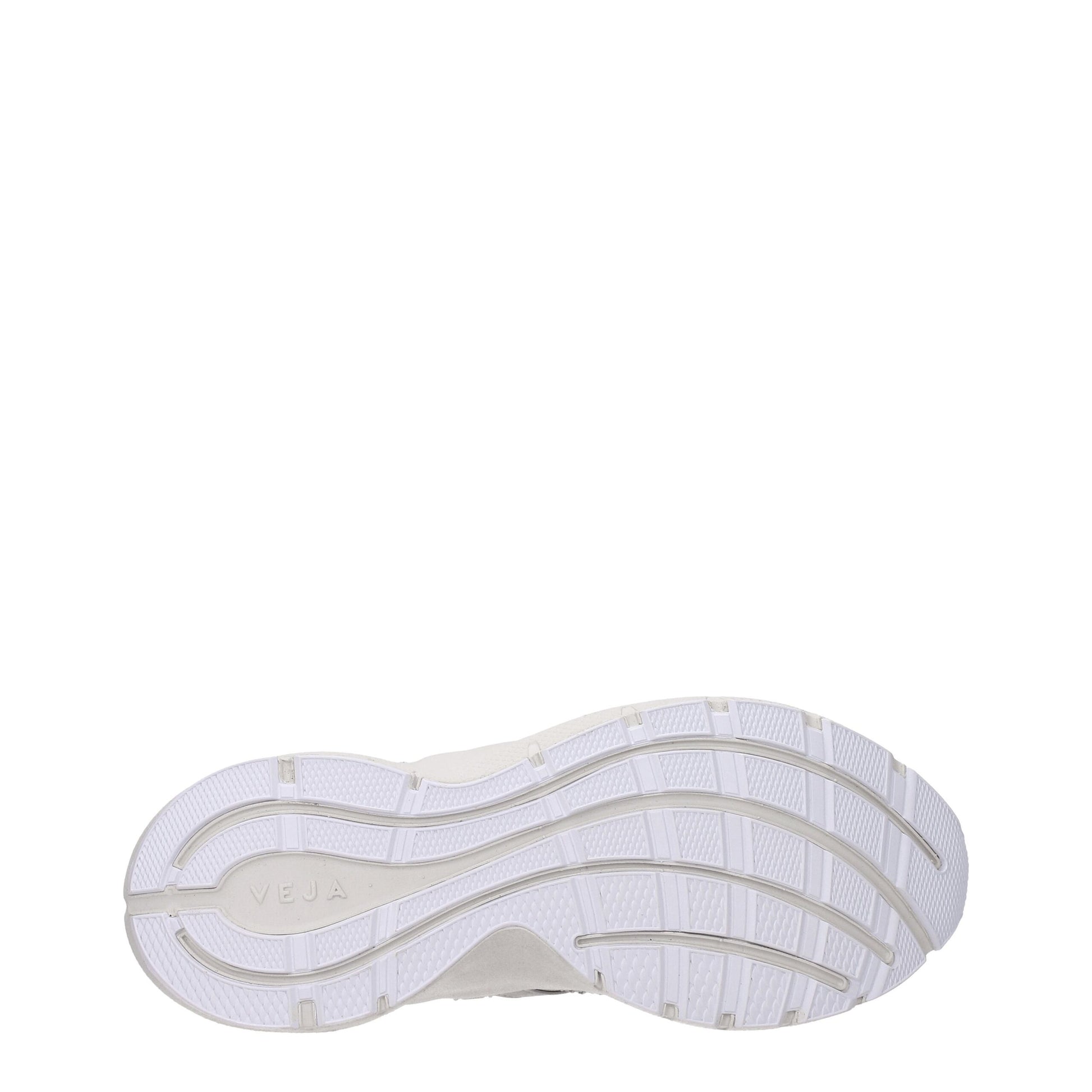 White athletic shoe with gray sole