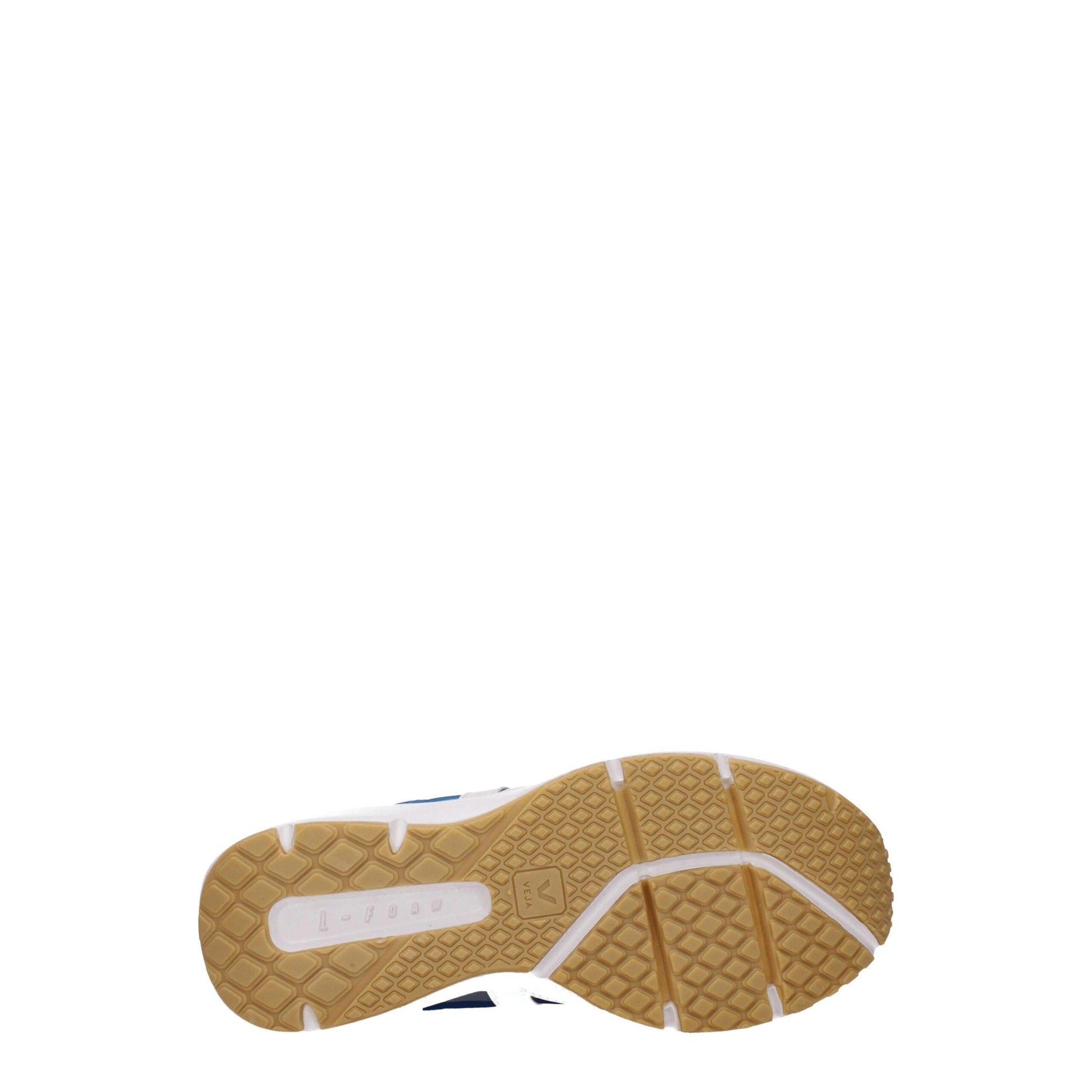 Yellow and white athletic sneaker with a textured sole