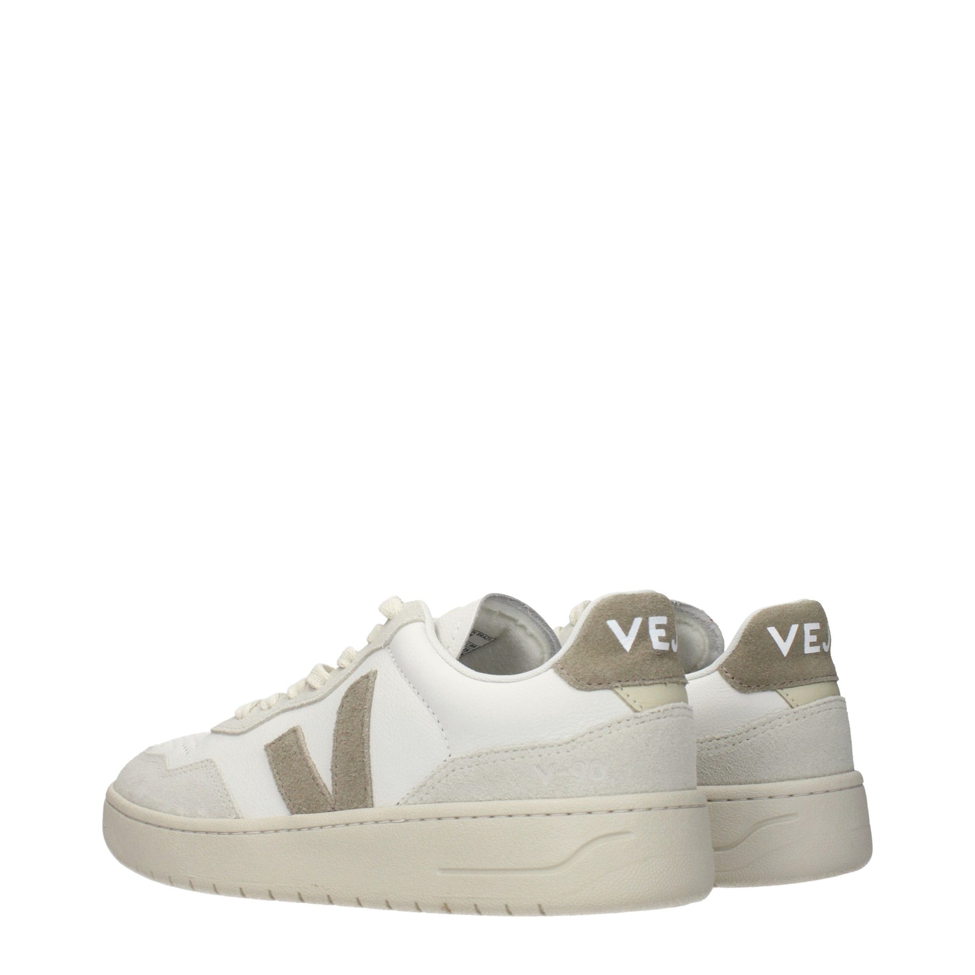 Tan leather sneakers with white laces and logo on side