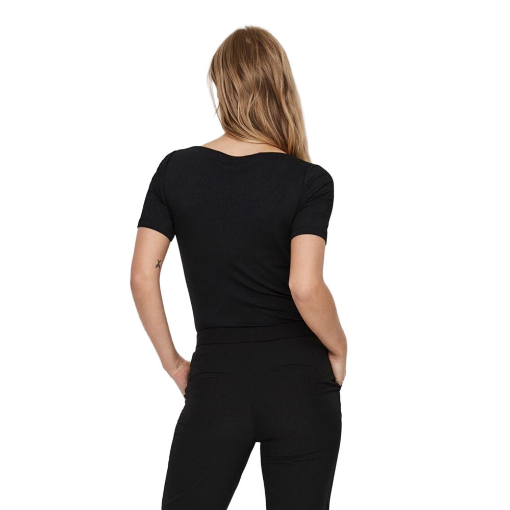 A black viscose t-shirt with short sleeves