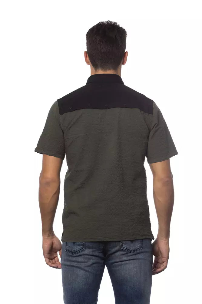 Back of short sleeve shirt with horizontal stripes on back