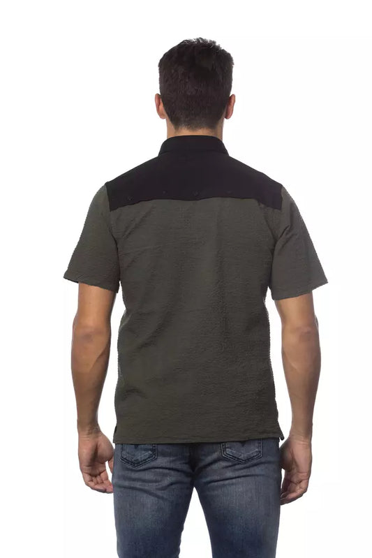 Back of short sleeve shirt with horizontal stripes on back