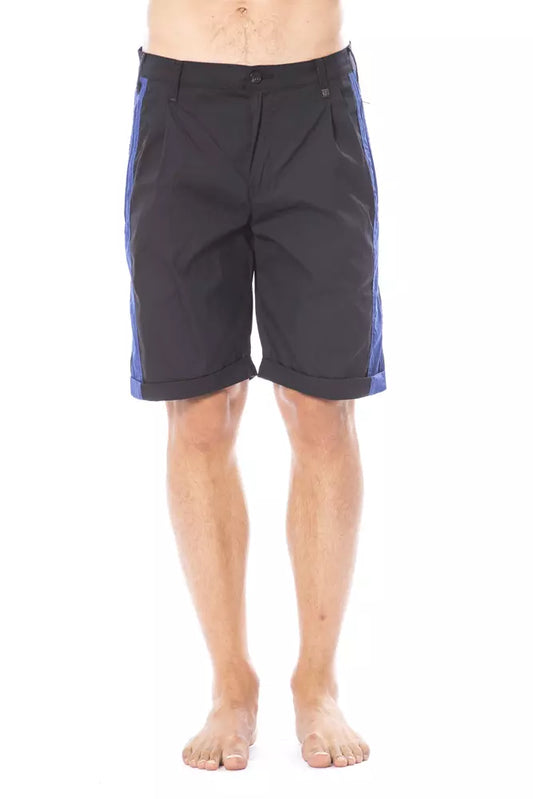 Men's black shorts with blue trim