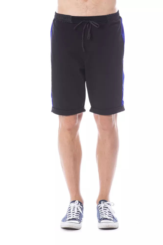 Men's black shorts with blue trim