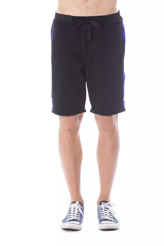Men's black shorts with blue trim