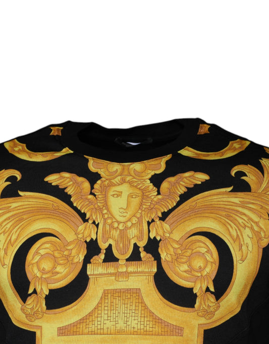 Black sweater with gold embroidery on front
