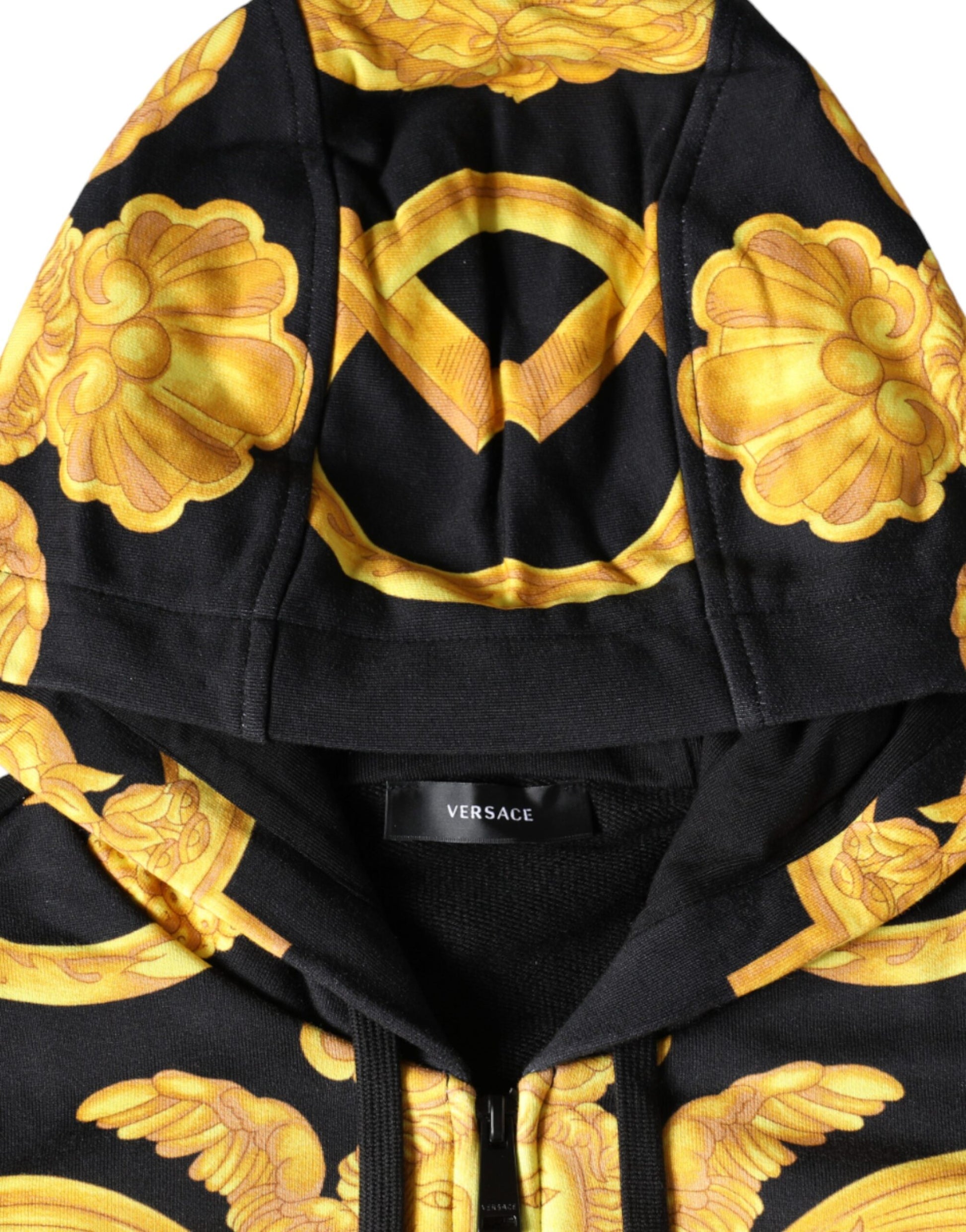Black hoodie with yellow floral pattern