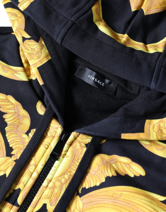 Black hoodie with gold patterned design