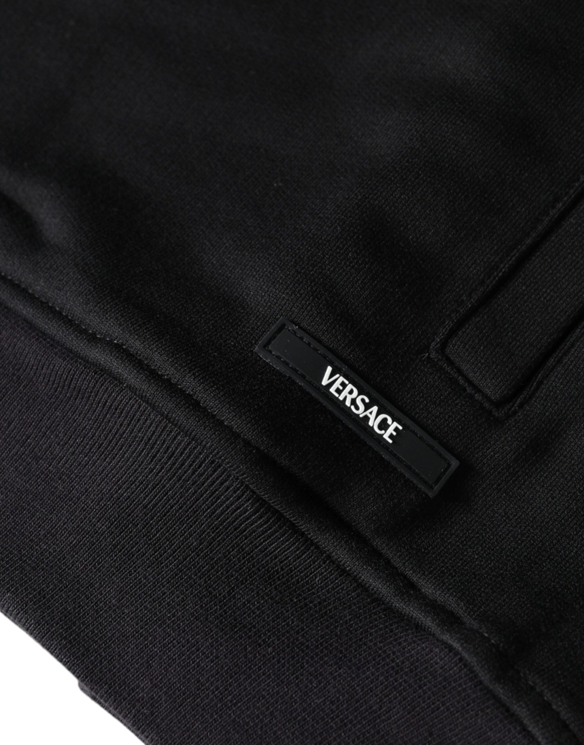 Black fabric with a label on it