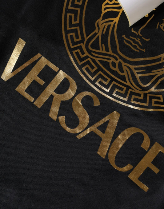 Black t-shirt with gold lettering