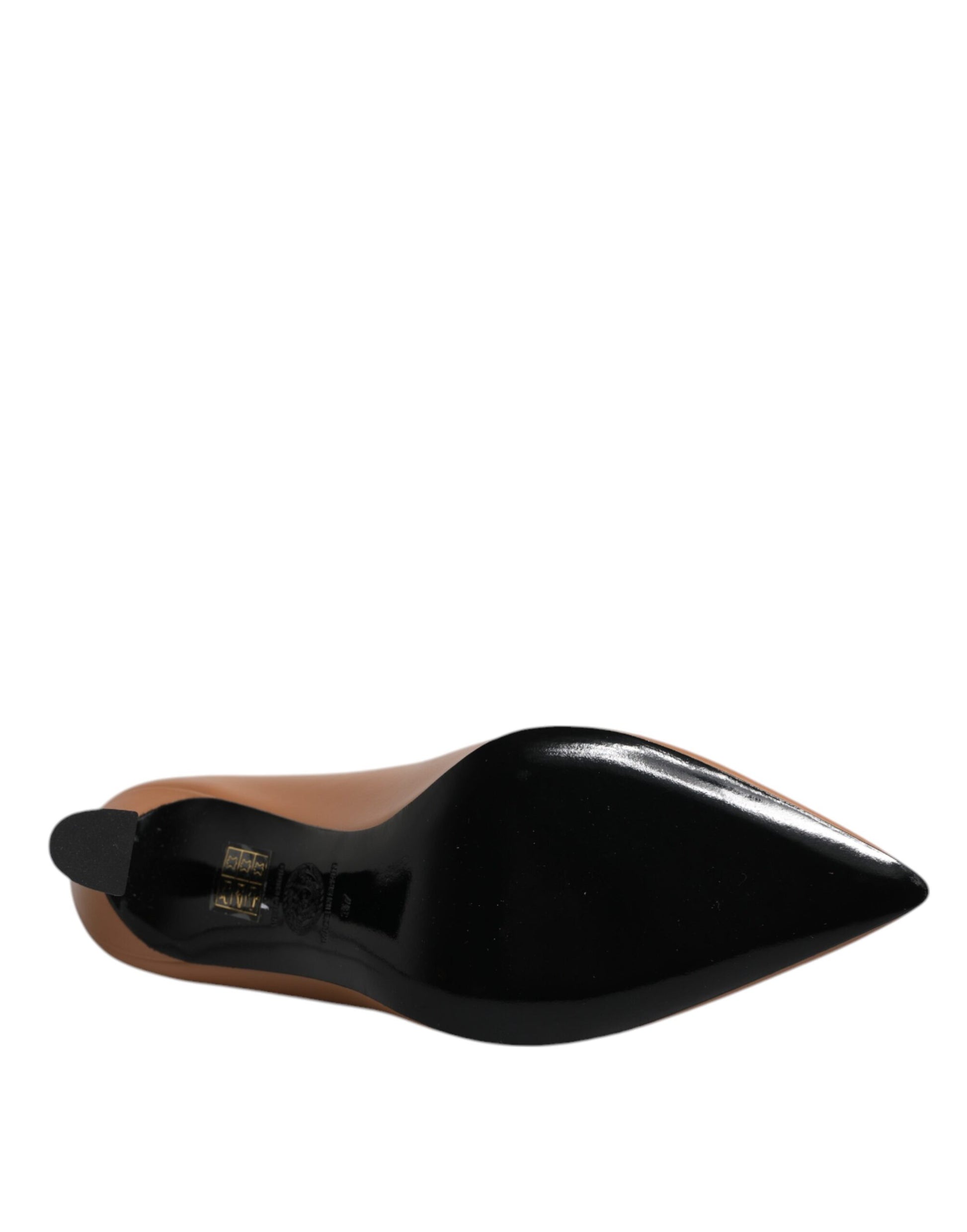 Black high heel shoe with a pointed toe