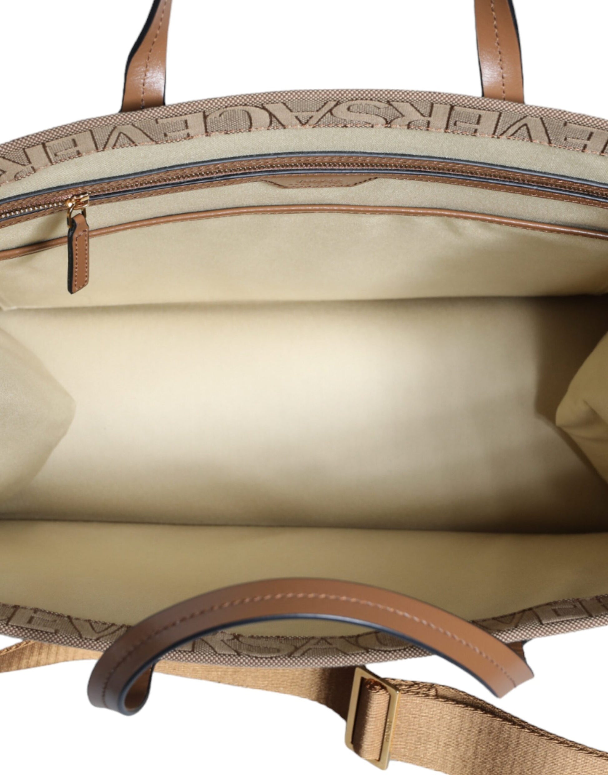 Brown leather bag with tan interior