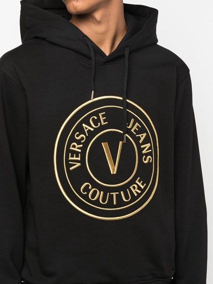 Black hoodie with gold logo