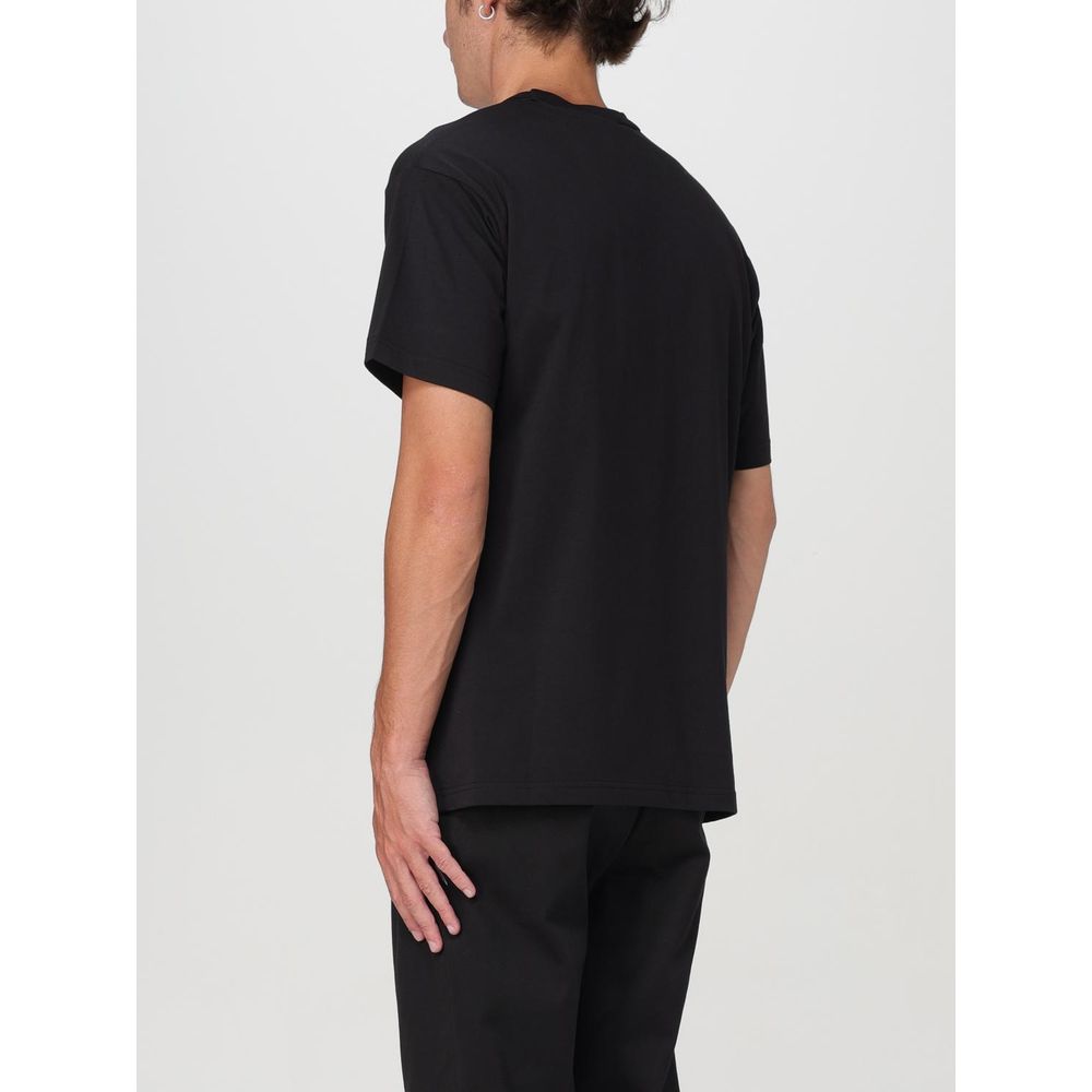 A black cotton t-shirt with short sleeves
