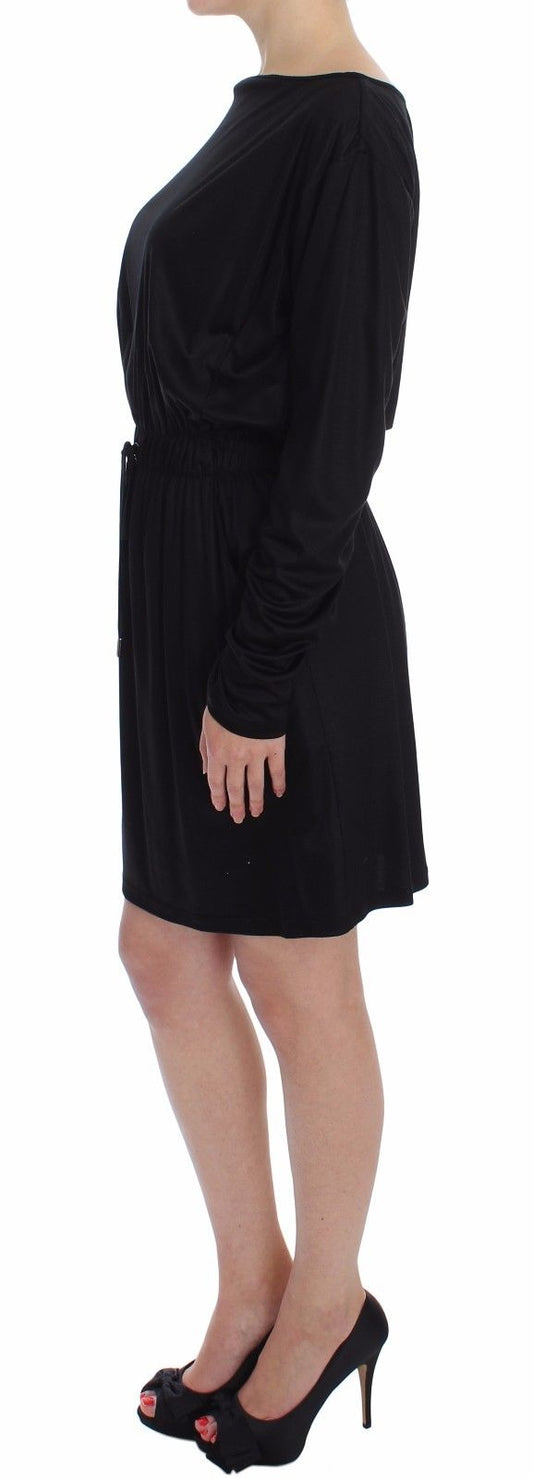 Black dress with long sleeves and high neckline