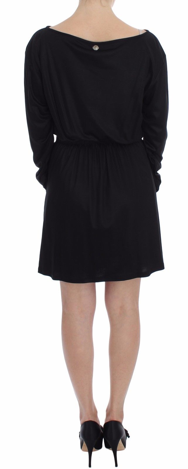 Black dress with ruffled sleeves and hem
