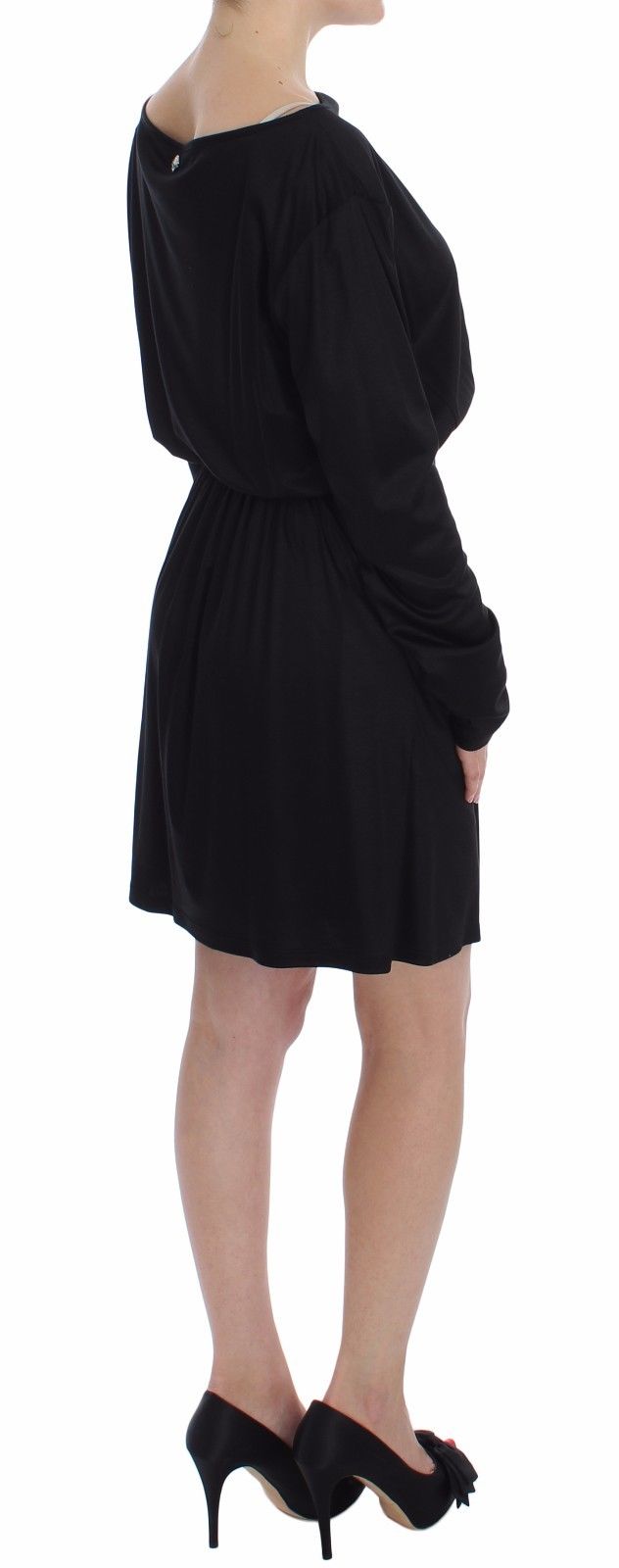 Black dress with long sleeves and high neckline