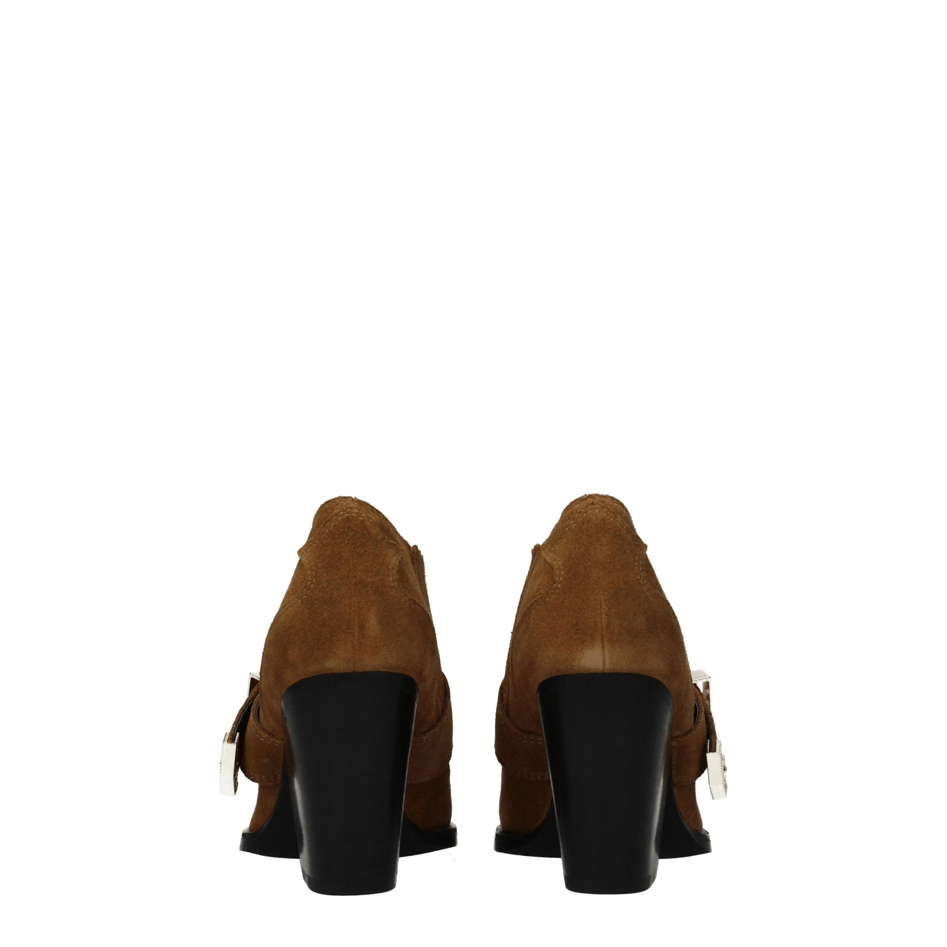 Pair of brown suede high heel shoes