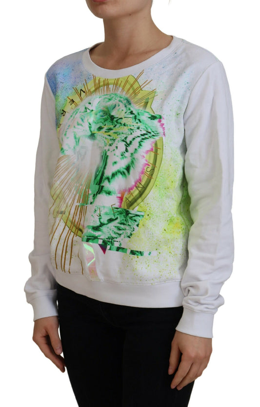 Long sleeve sweater with colorful design on front