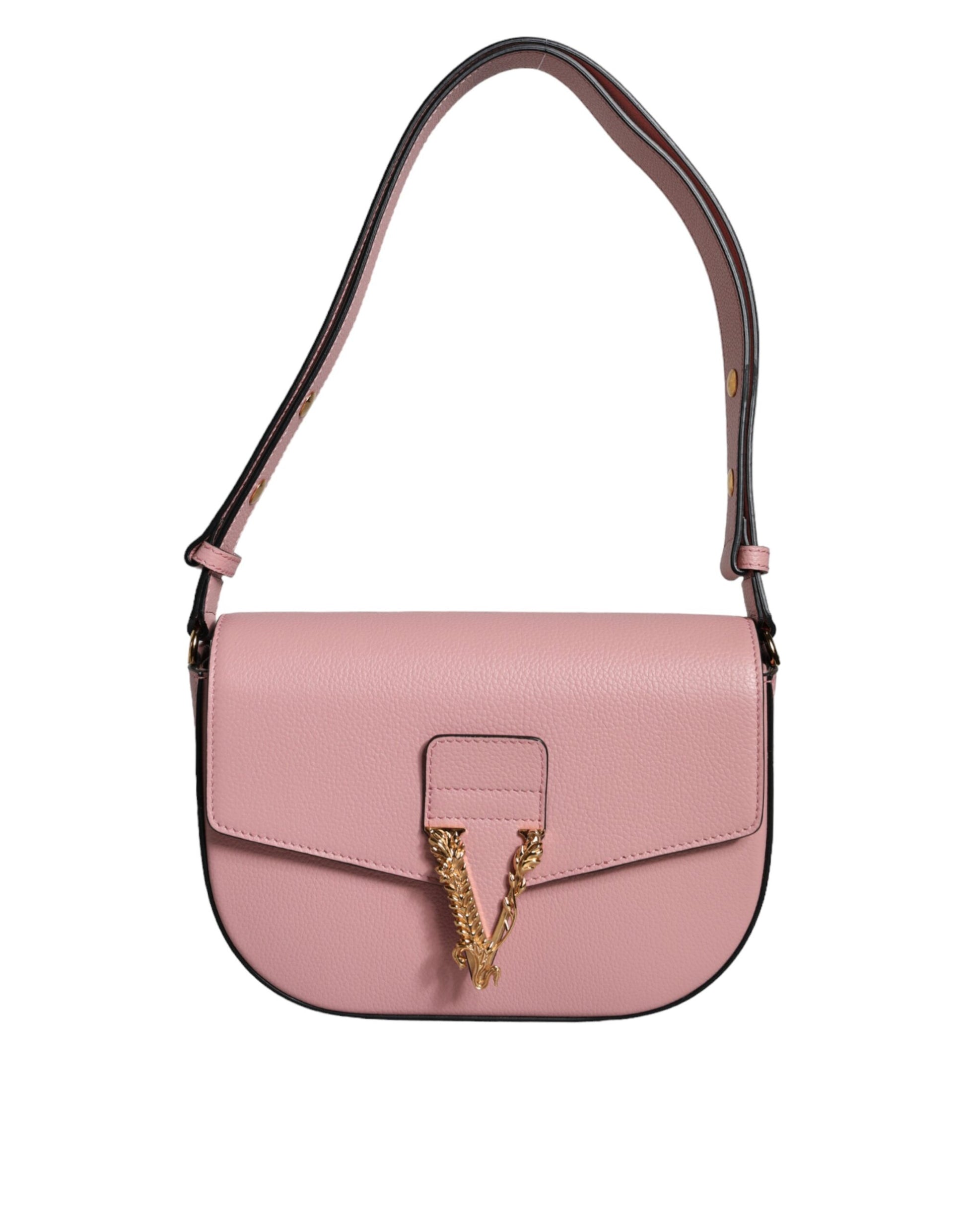 Pink handbag with gold accents