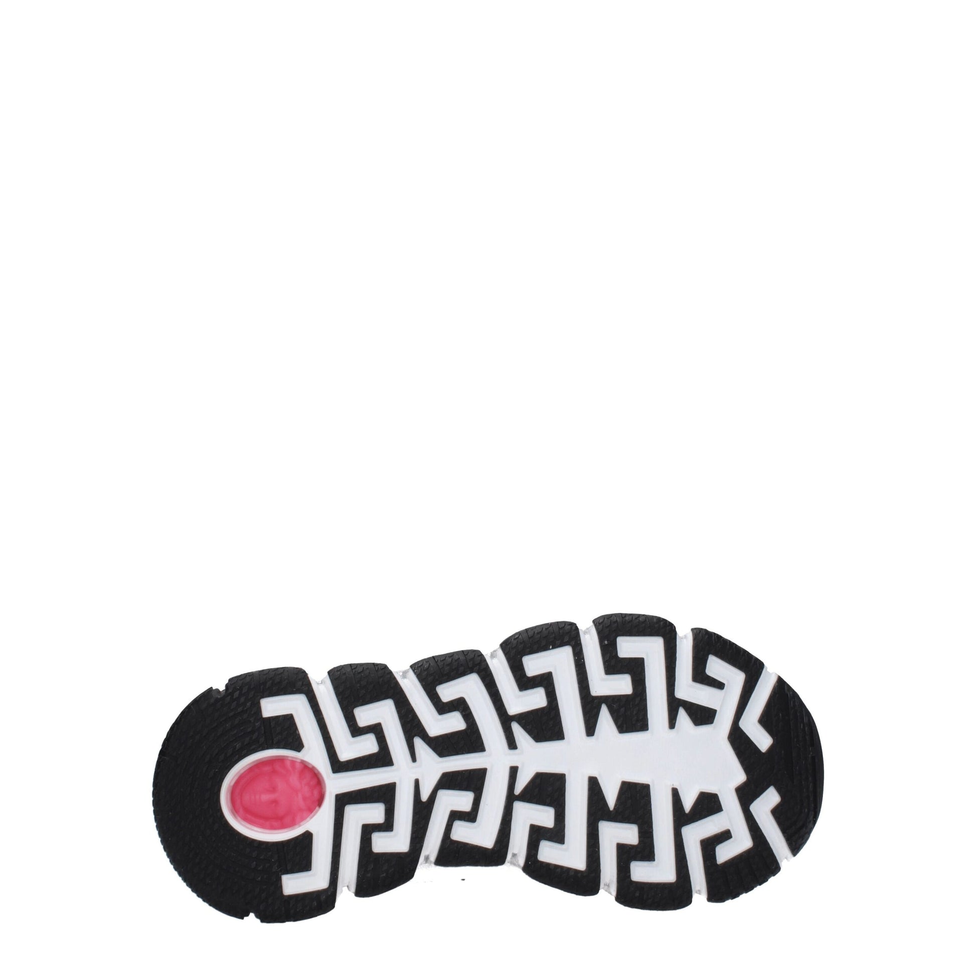 Pair of white athletic sneakers with red logo on side