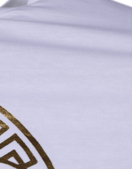 White jersey with gold emblem on front