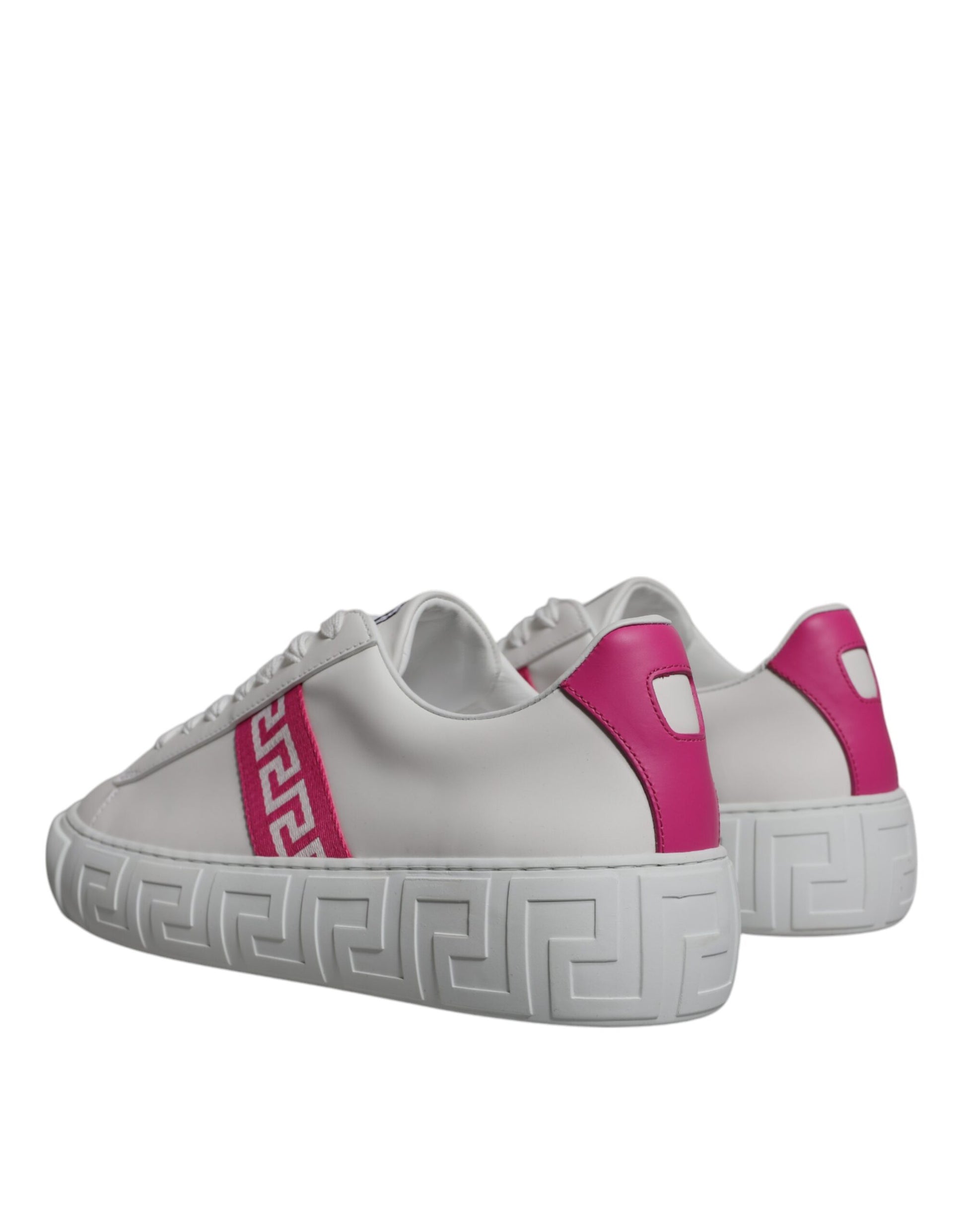 Pair of baby shoes with pink and white design