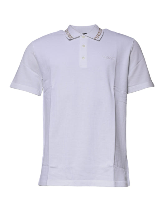 White polo shirt with collar and two pockets