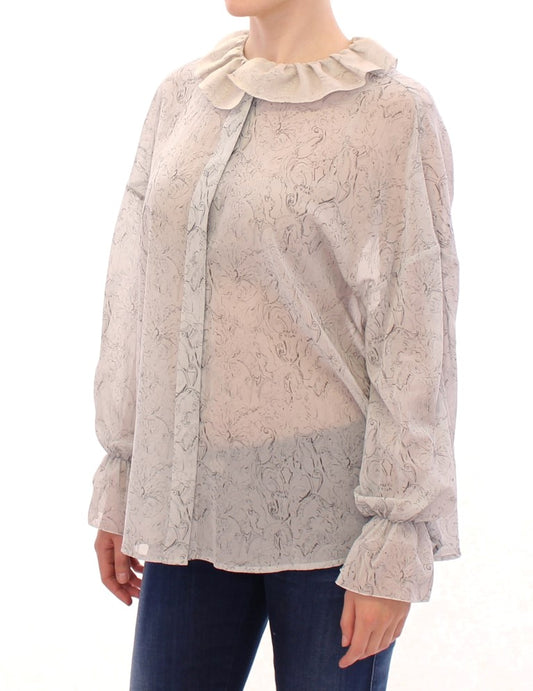 Long sleeve lace top with ruffled collar
