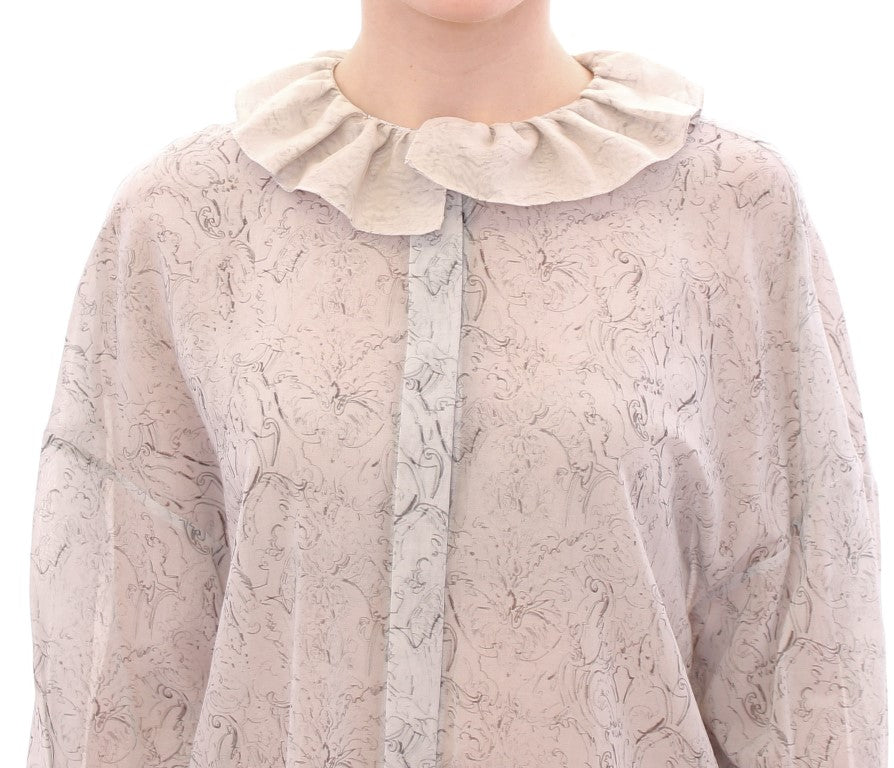 Long sleeve blouse with ruffled collar