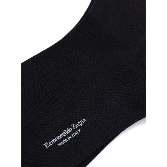 Black sock with blue logo