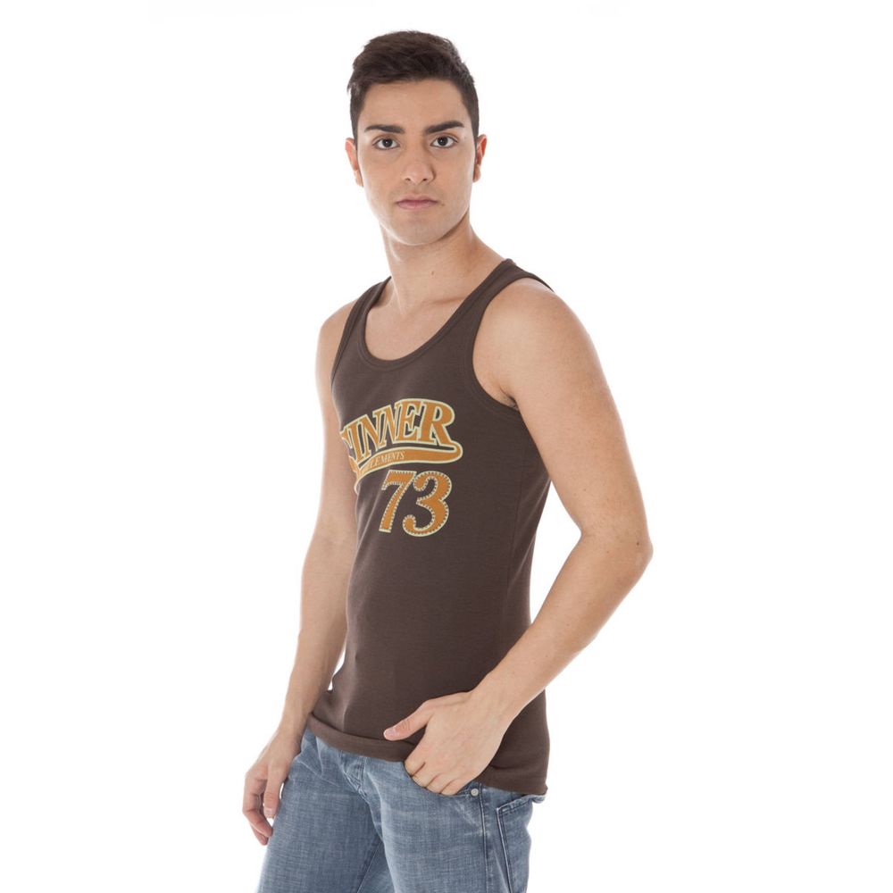 Man wearing tank top with number 73 on front