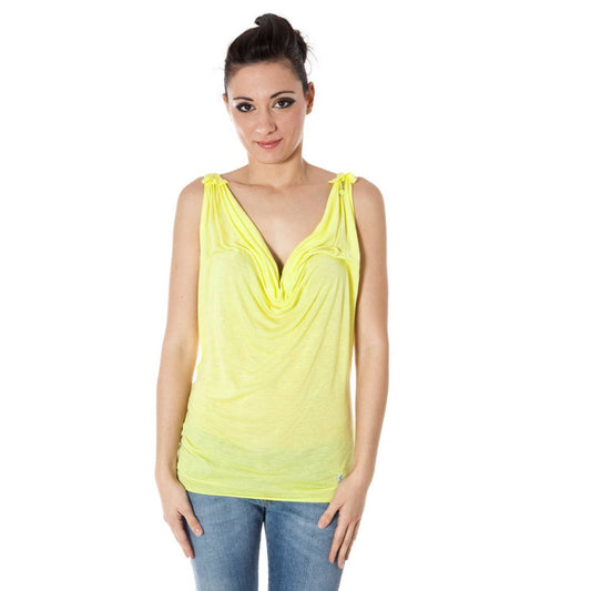 Yellow tank top on woman